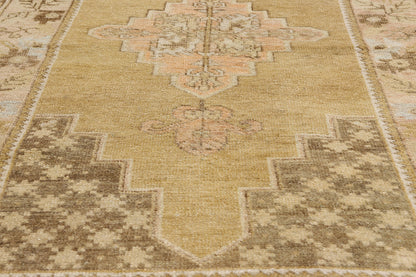 3 x 6 - Tan Vintage Turkish Oushak Rug - 54123