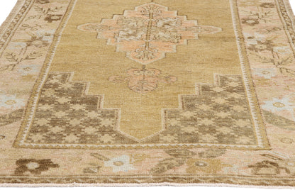 3 x 6 - Tan Vintage Turkish Oushak Rug - 54123