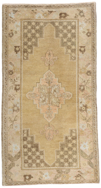 3 x 6 - Tan Vintage Turkish Oushak Rug - 54123