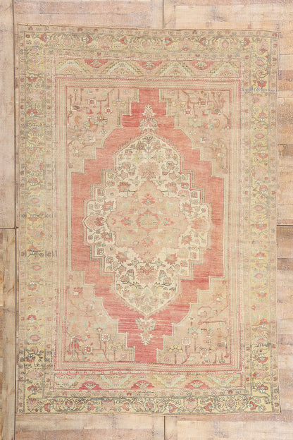 7 x 10 - Red Vintage Turkish Oushak Rug - 54124