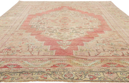 7 x 10 - Red Vintage Turkish Oushak Rug - 54124