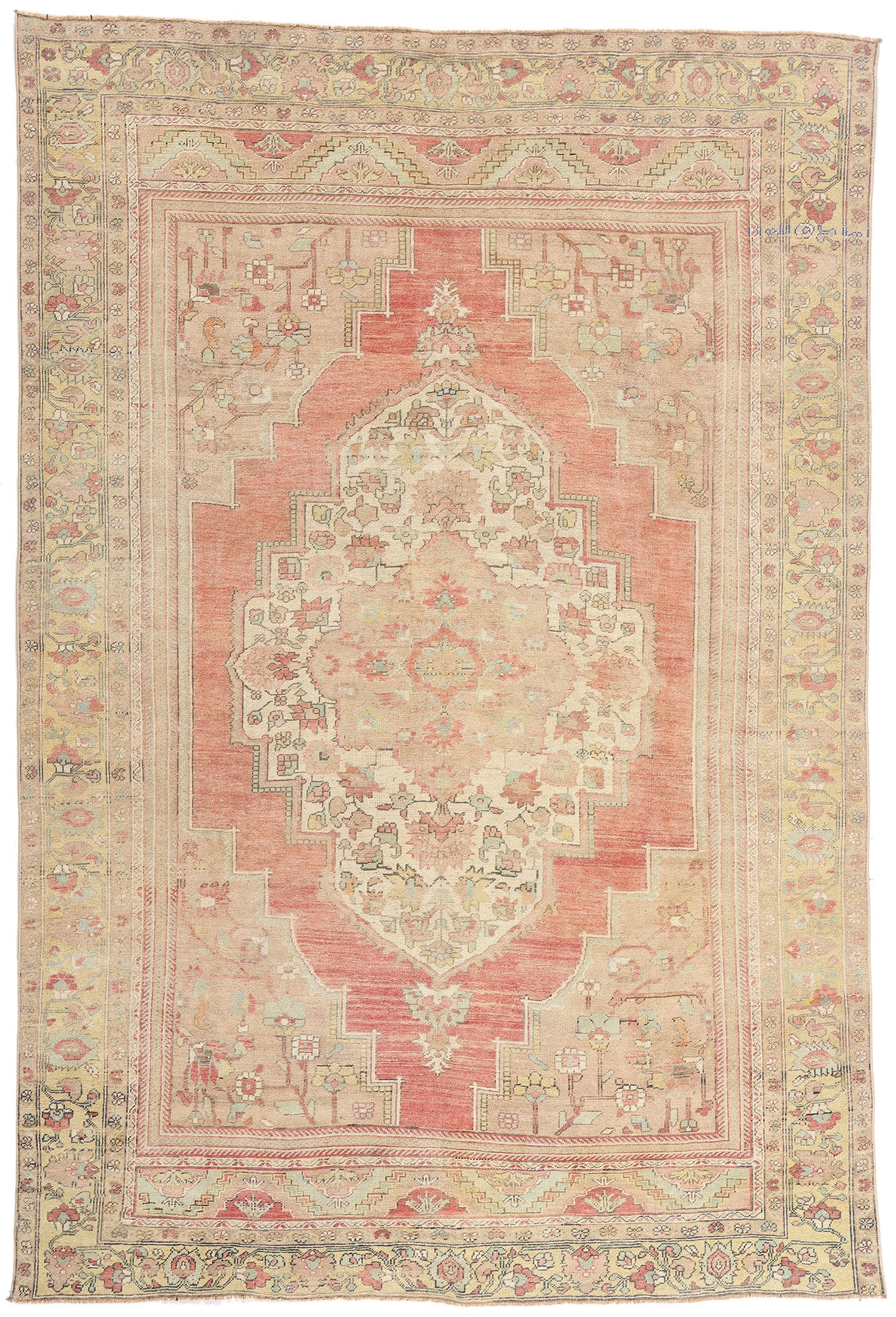 7 x 10 - Red Vintage Turkish Oushak Rug - 54124