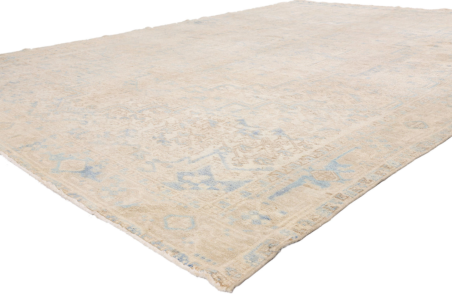 8 x 11 - Beige Vintage Persian Heriz Rug - 54125