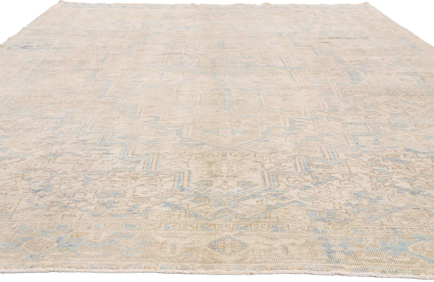 8 x 11 - Beige Vintage Persian Heriz Rug - 54125