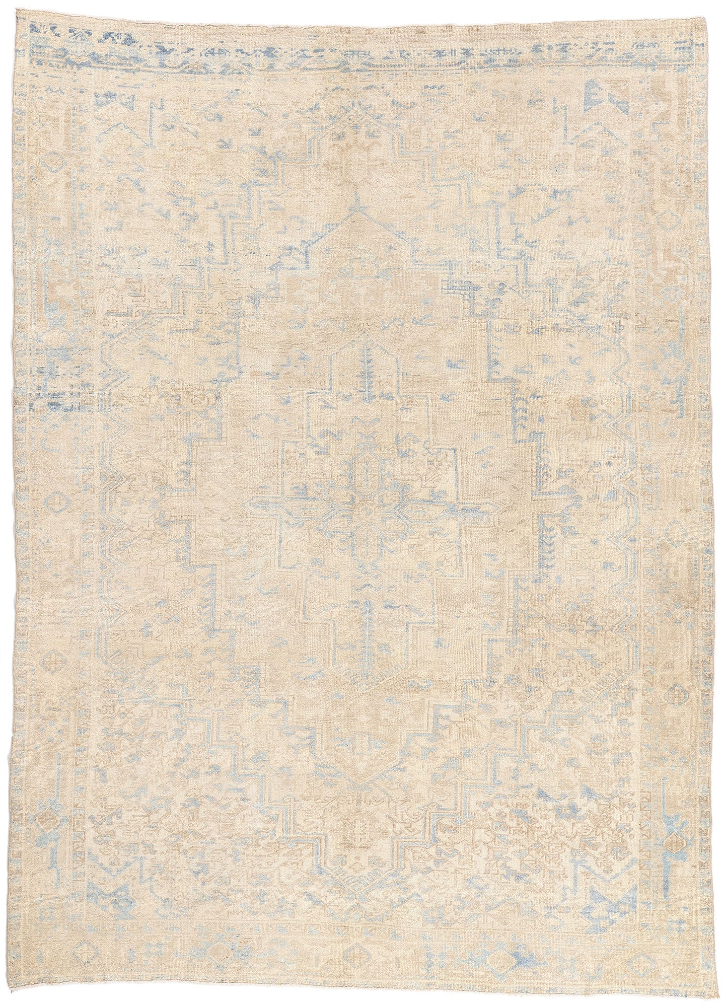 8 x 11 - Beige Vintage Persian Heriz Rug - 54125