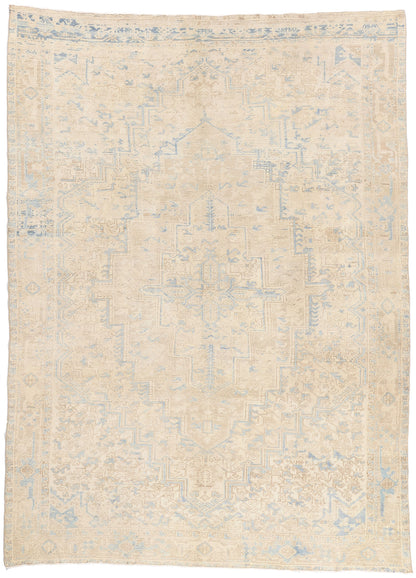 8 x 11 - Beige Vintage Persian Heriz Rug - 54125