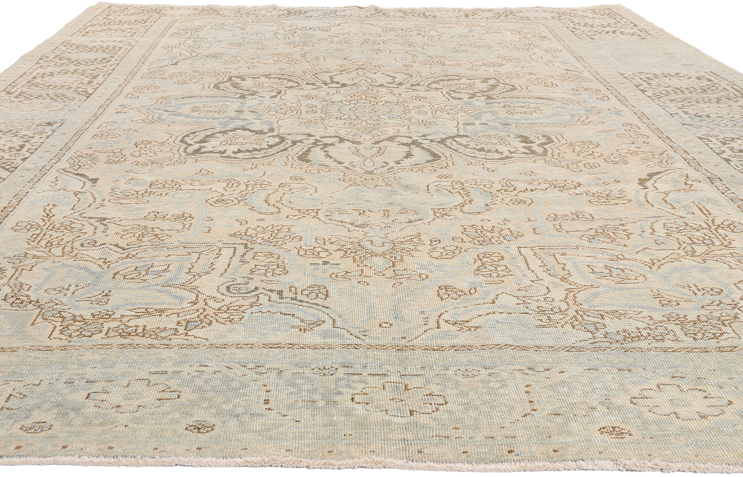 9 x 12 - Beige Vintage Persian Heriz Rug - 54126