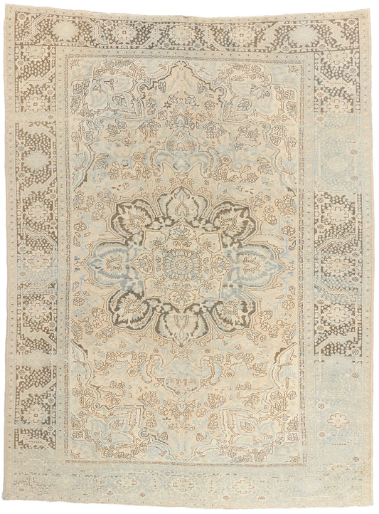 9 x 12 - Beige Vintage Persian Heriz Rug - 54126