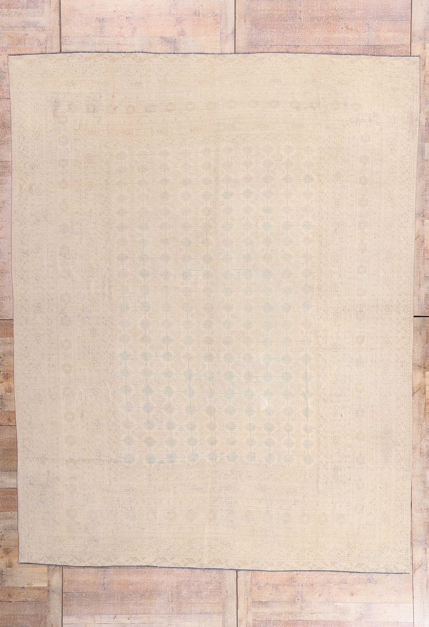 9 x 12 - Beige Antique Persian Turkoman Rug - 54127