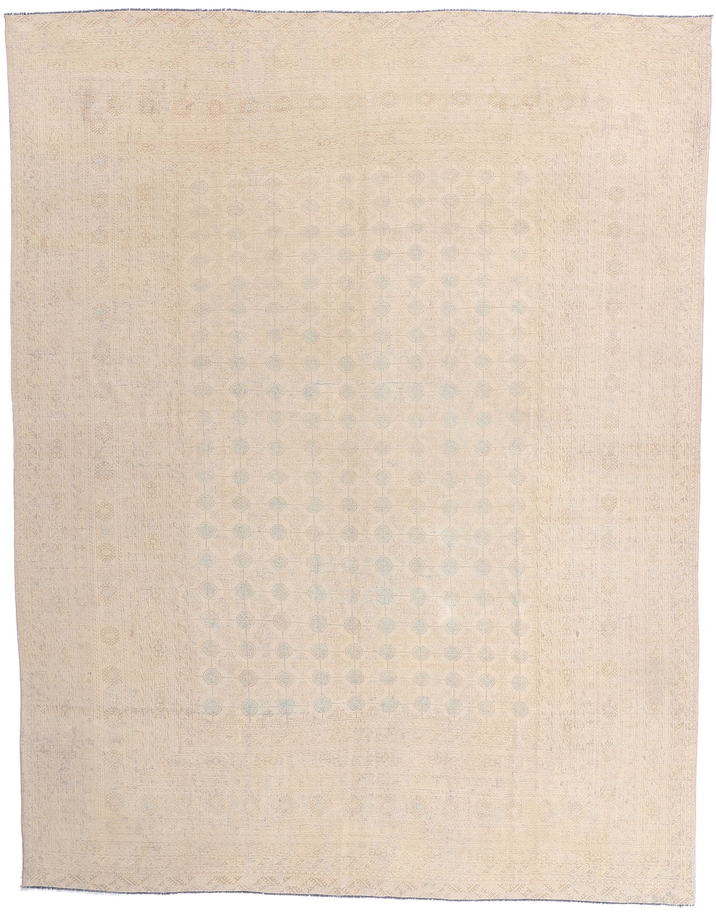 9 x 12 - Beige Antique Persian Turkoman Rug - 54127