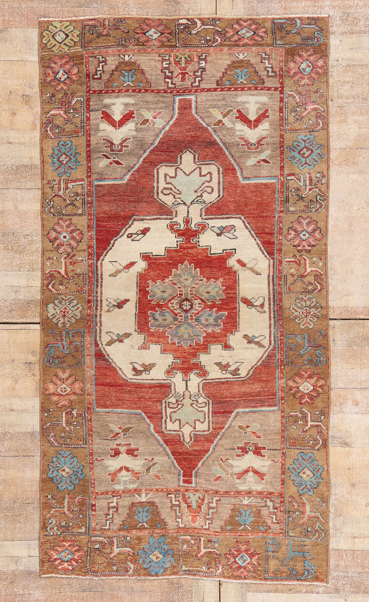 4 x 7 - Red Vintage Turkish Oushak Rug - 54129