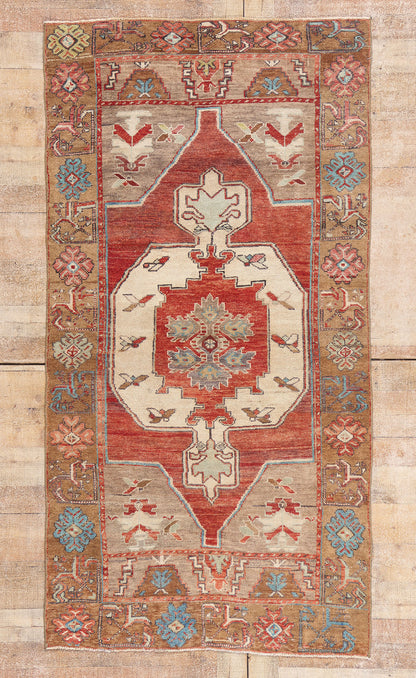 4 x 7 - Red Vintage Turkish Oushak Rug - 54129