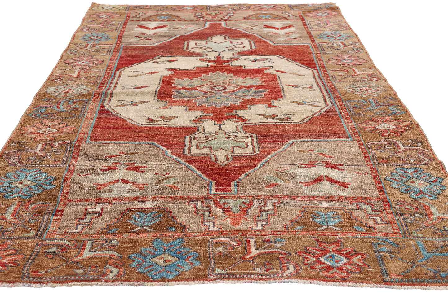 4 x 7 - Red Vintage Turkish Oushak Rug - 54129