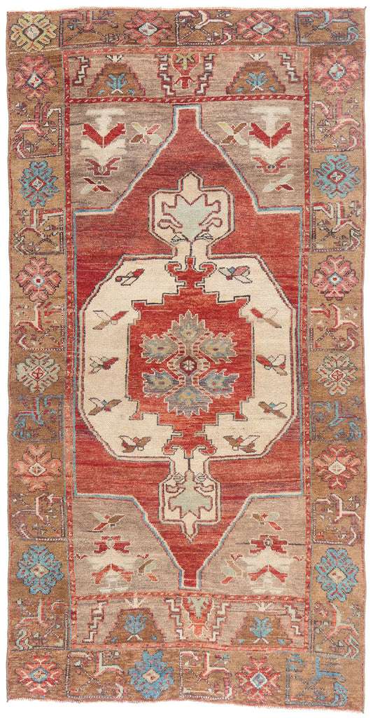 4 x 7 - Red Vintage Turkish Oushak Rug - 54129