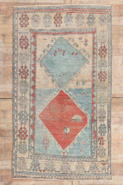5 x 8 - Blue Vintage Turkish Oushak Rug - 54130