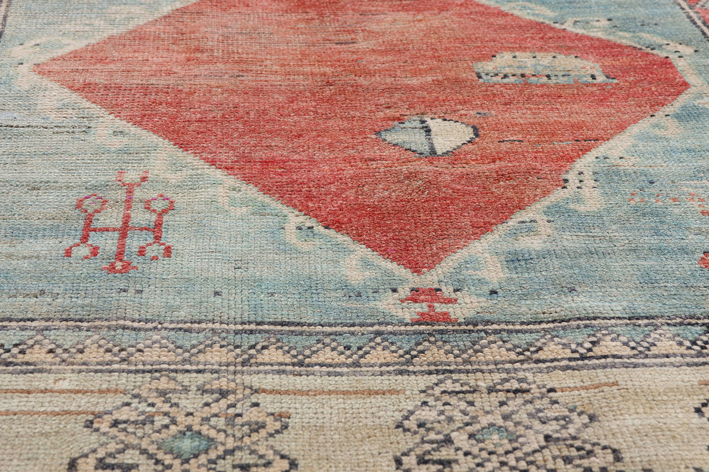5 x 8 - Blue Vintage Turkish Oushak Rug - 54130