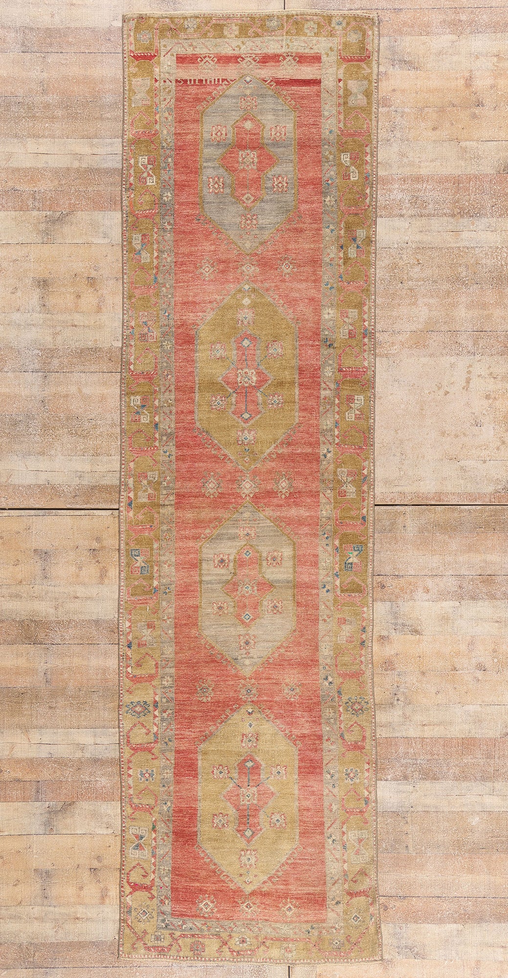 3 x 12 - Red Vintage Turkish Oushak Rug - 54132