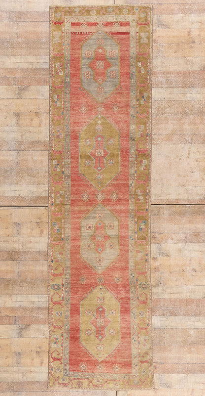 3 x 12 - Red Vintage Turkish Oushak Rug - 54132