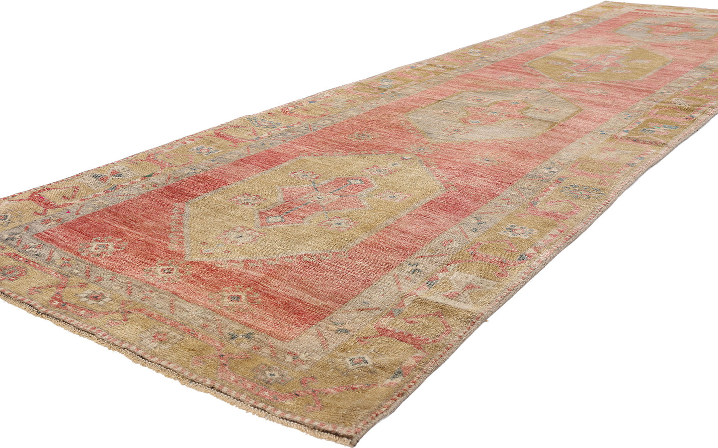 3 x 12 - Red Vintage Turkish Oushak Rug - 54132
