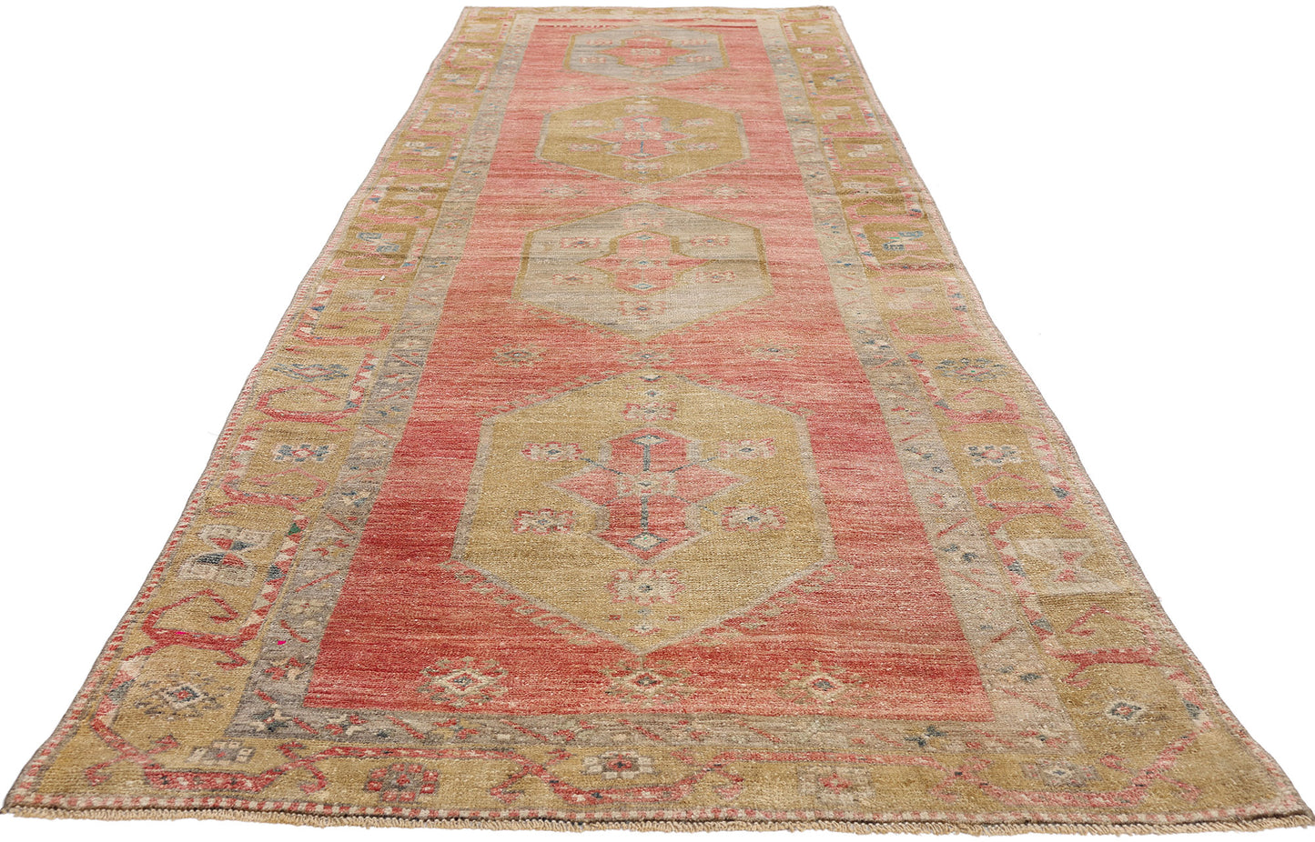 3 x 12 - Red Vintage Turkish Oushak Rug - 54132