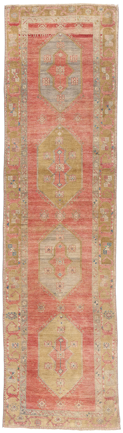 3 x 12 - Red Vintage Turkish Oushak Rug - 54132