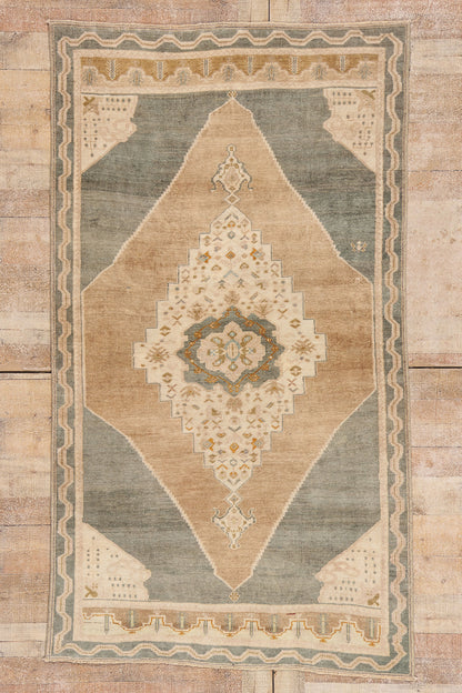 4 x 7 - Brown Vintage Turkish Oushak Rug - 54133