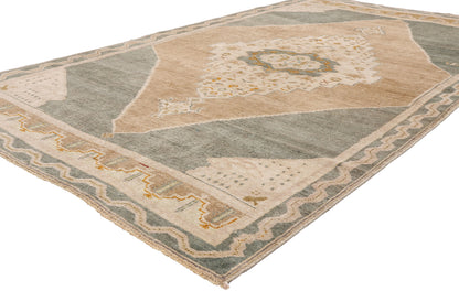 4 x 7 - Brown Vintage Turkish Oushak Rug - 54133
