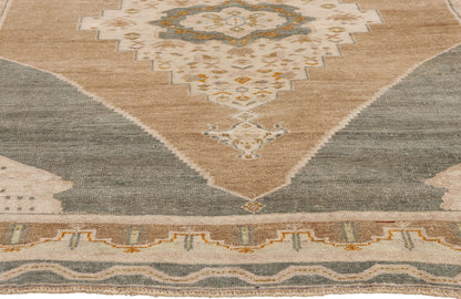 4 x 7 - Brown Vintage Turkish Oushak Rug - 54133