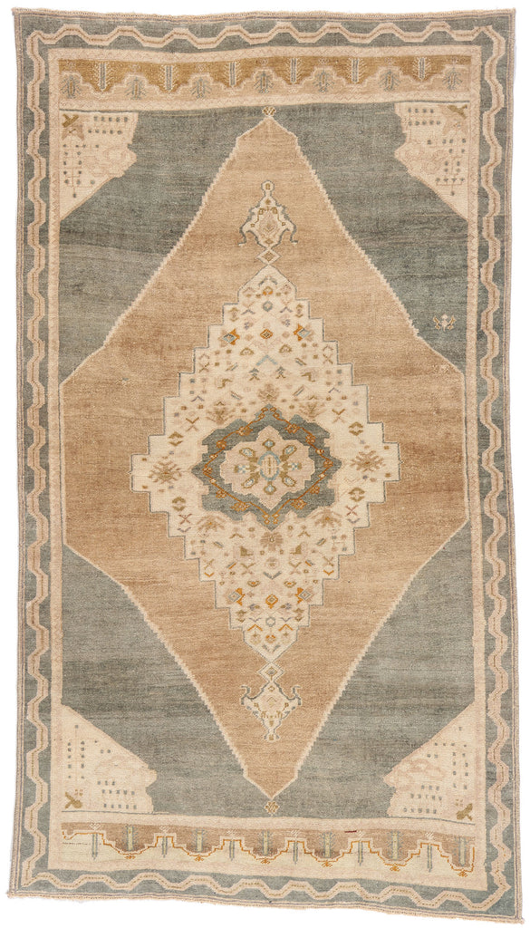 4 x 7 - Brown Vintage Turkish Oushak Rug - 54133