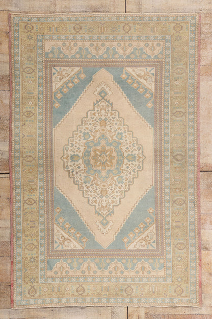 4 x 6 - Beige Vintage Turkish Oushak Rug - 54135