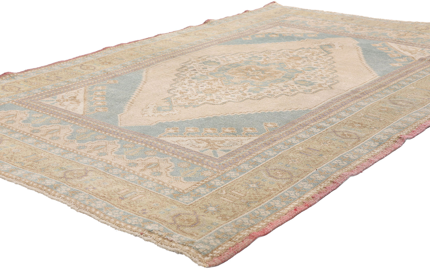 4 x 6 - Beige Vintage Turkish Oushak Rug - 54135