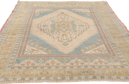 4 x 6 - Beige Vintage Turkish Oushak Rug - 54135