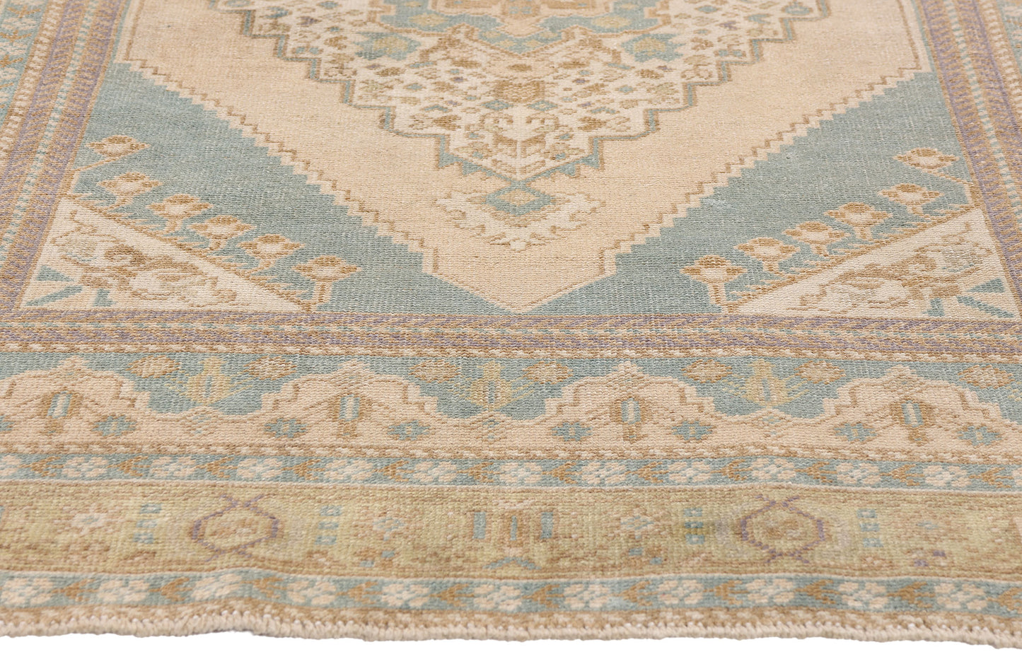4 x 6 - Beige Vintage Turkish Oushak Rug - 54135