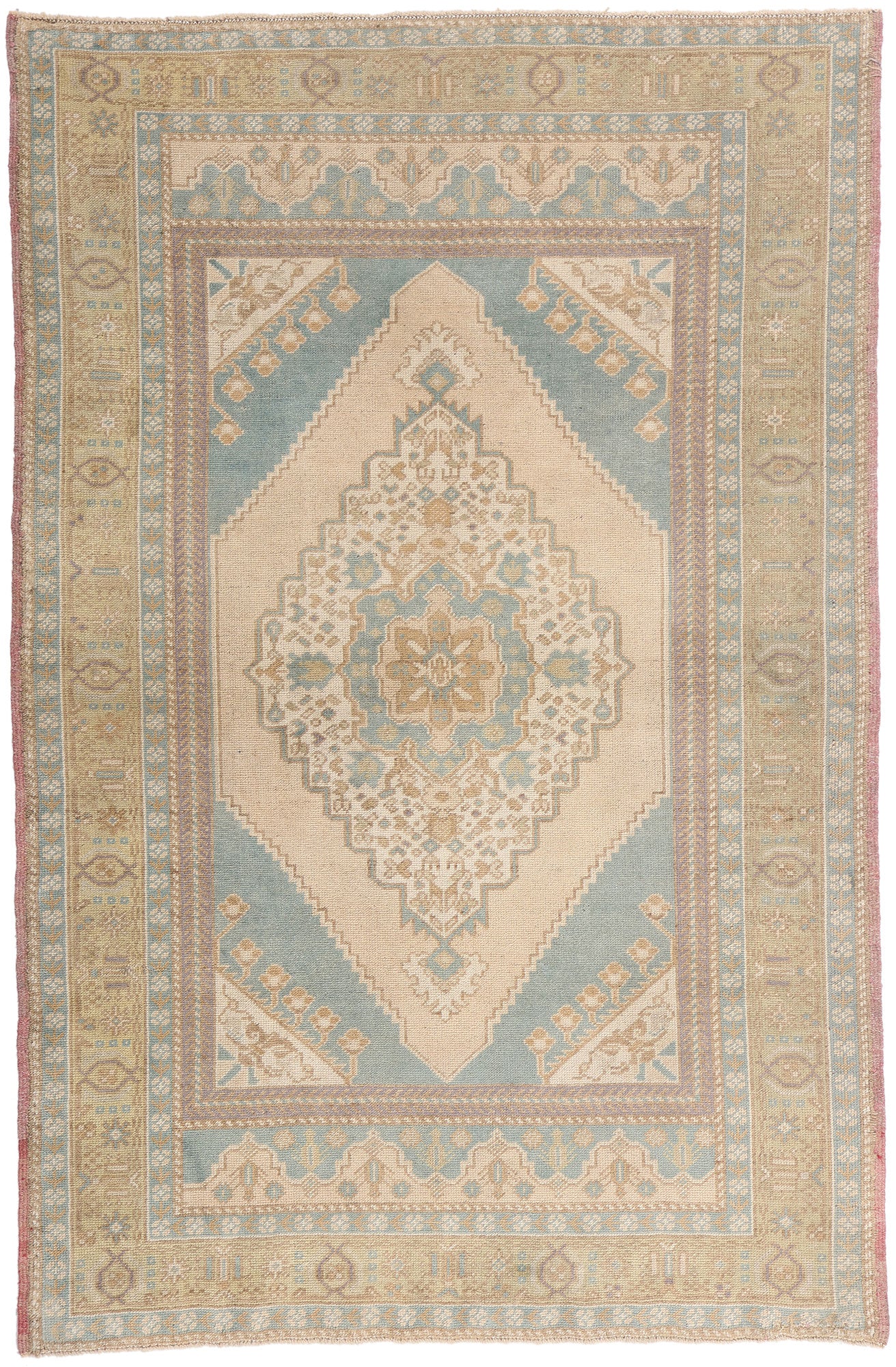 4 x 6 - Beige Vintage Turkish Oushak Rug - 54135