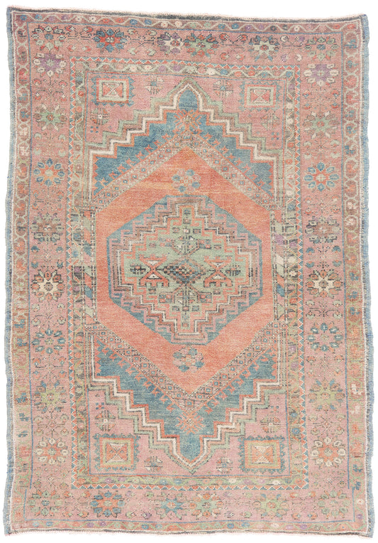 4 x 6 - Multicolor Vintage Turkish Oushak Rug - 54138