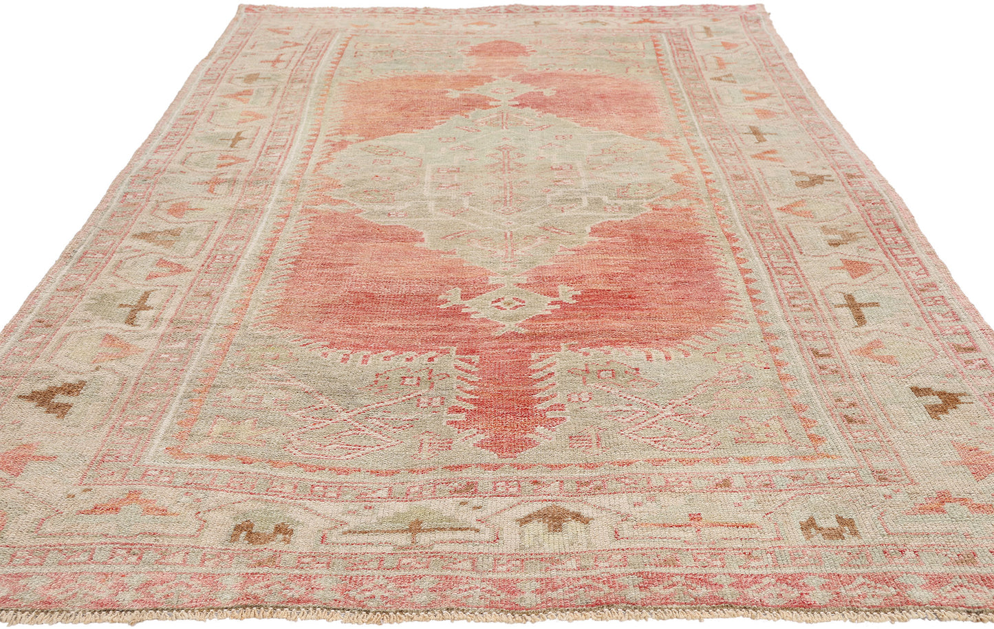 4 x 8 - Red Vintage Turkish Oushak Rug - 54139