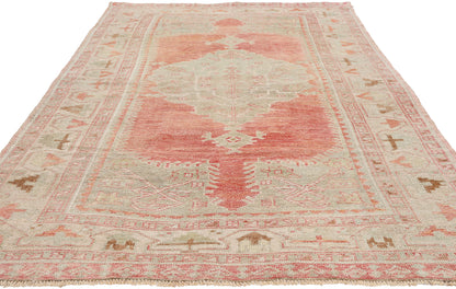 4 x 8 - Red Vintage Turkish Oushak Rug - 54139