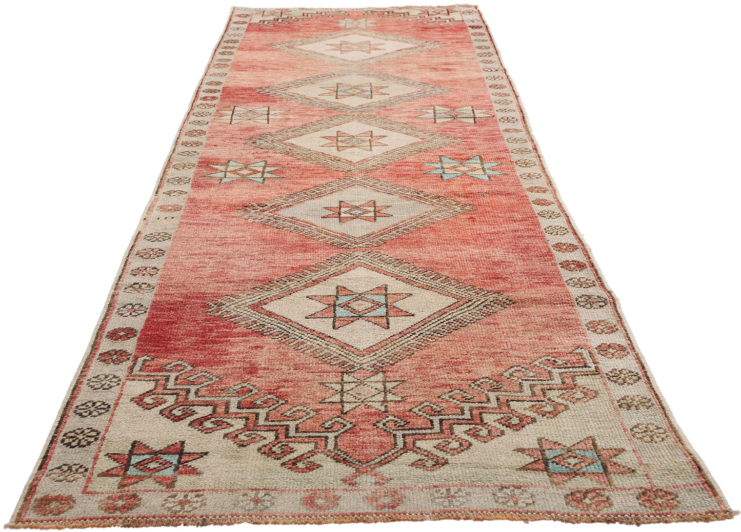 3 x 10 - Red Vintage Turkish Oushak Rug - 54140