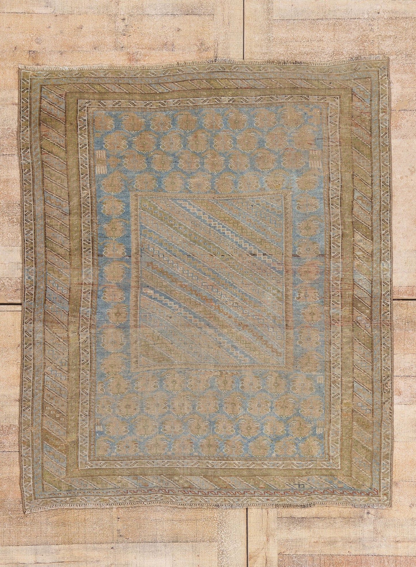 4 x 5 - Blue Antique Turkish Oushak Rug - 54142
