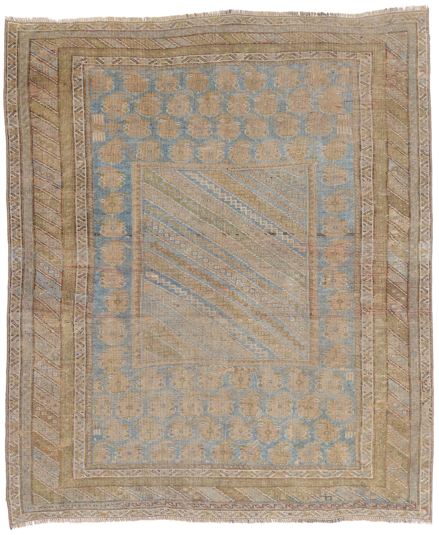 4 x 5 - Blue Antique Turkish Oushak Rug - 54142