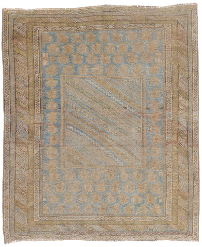 4 x 5 - Blue Antique Turkish Oushak Rug - 54142