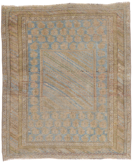 4 x 5 - Blue Antique Turkish Oushak Rug - 54142