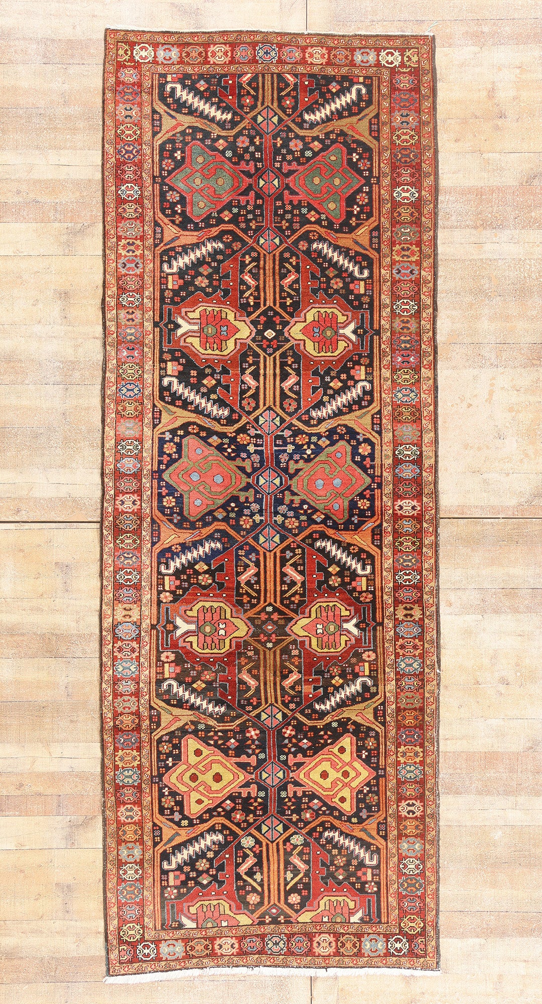 5 x 12 - Navy Blue Antique Persian Heriz Rug - 54143