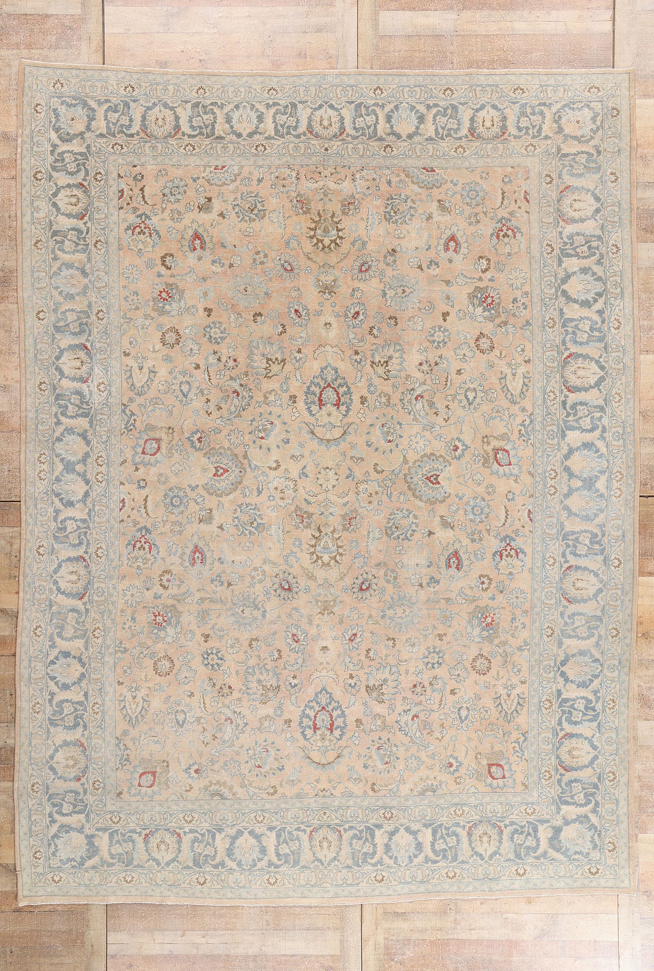 10 x 13 - Beige Antique Persian Mashhad Rug - 54147