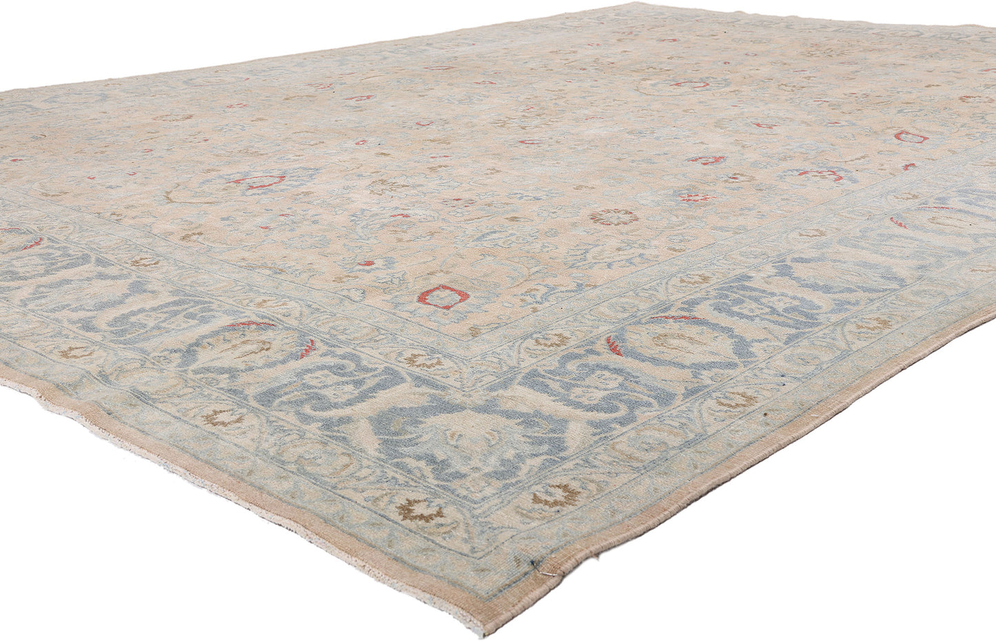 10 x 13 - Beige Antique Persian Mashhad Rug - 54147