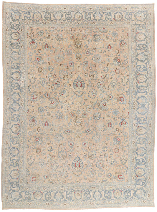 10 x 13 - Beige Antique Persian Mashhad Rug - 54147