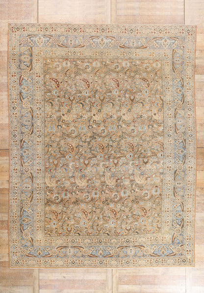 10 x 13 - Tan Antique Persian Mashhad Rug - 54148