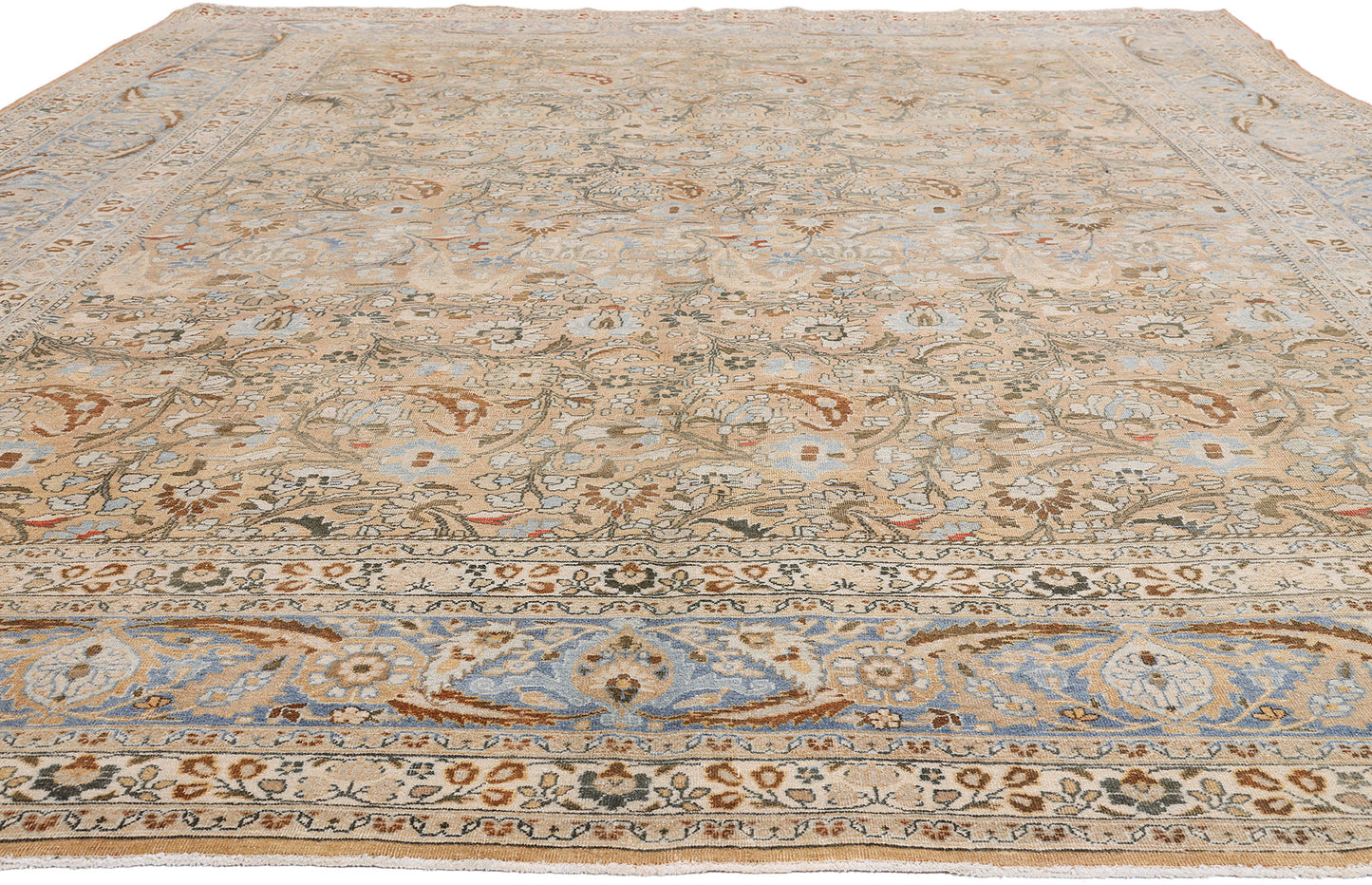 10 x 13 - Tan Antique Persian Mashhad Rug - 54148