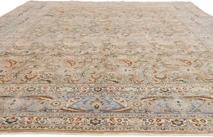 10 x 13 - Tan Antique Persian Mashhad Rug - 54148
