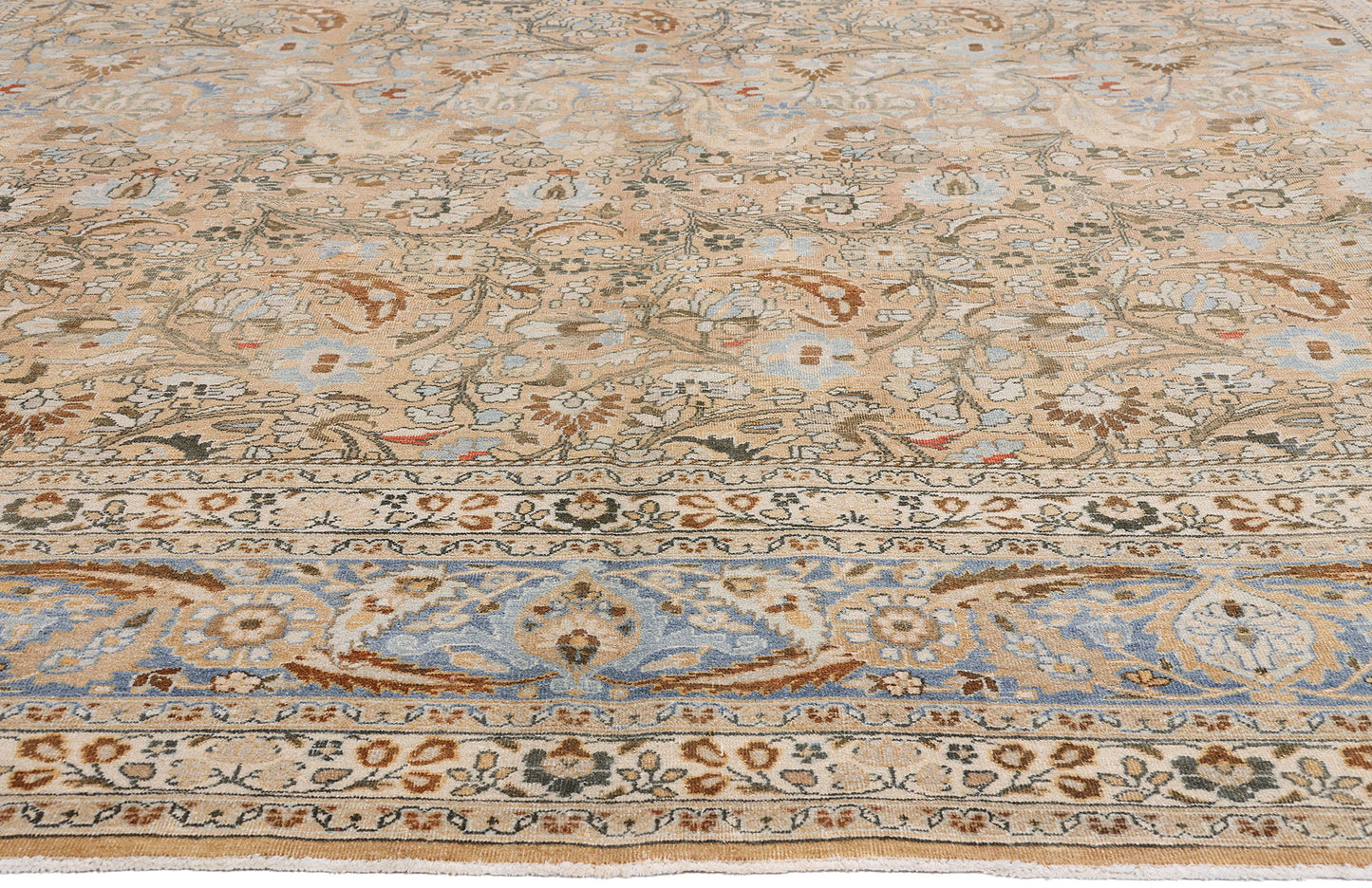 10 x 13 - Tan Antique Persian Mashhad Rug - 54148